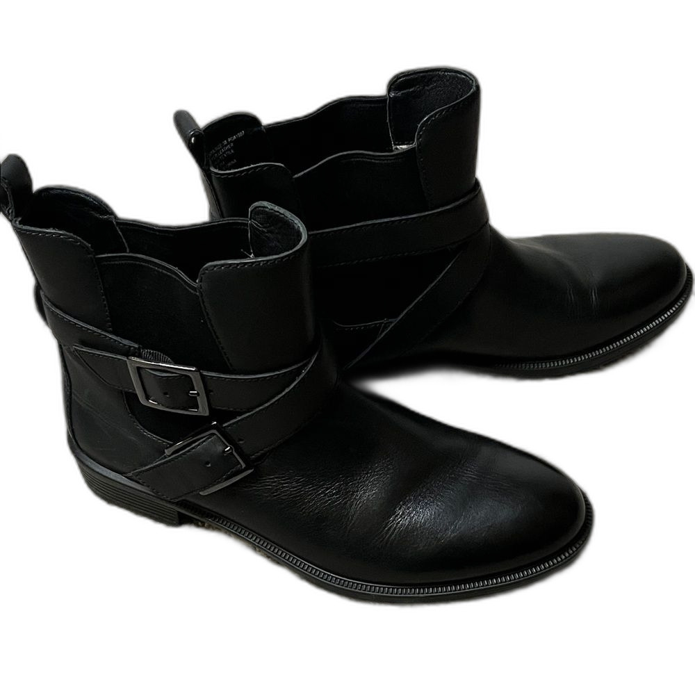 Umberto Raffini Tanya Black Leather Ankle Boots Buckles 38 Euro US 7.5 to 8